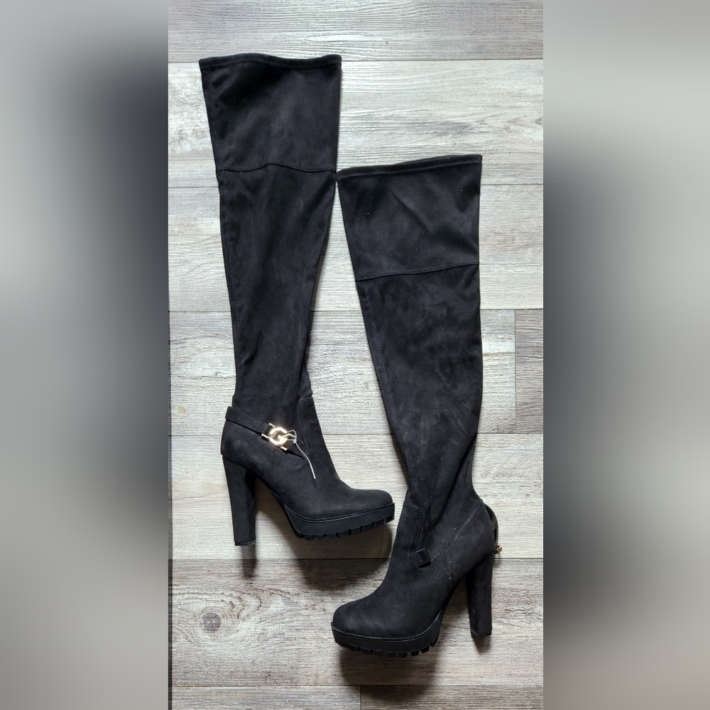GUESS Women's Tailia Over-The-Knee Boot- Black